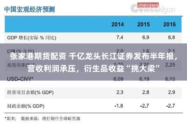 张家港期货配资 千亿龙头长江证券发布半年报，营收利润承压，衍生品收益“挑大梁”