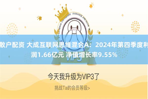 散户配资 大成互联网思维混合A：2024年第四季度利润1.66亿元 净值增长率9.55%